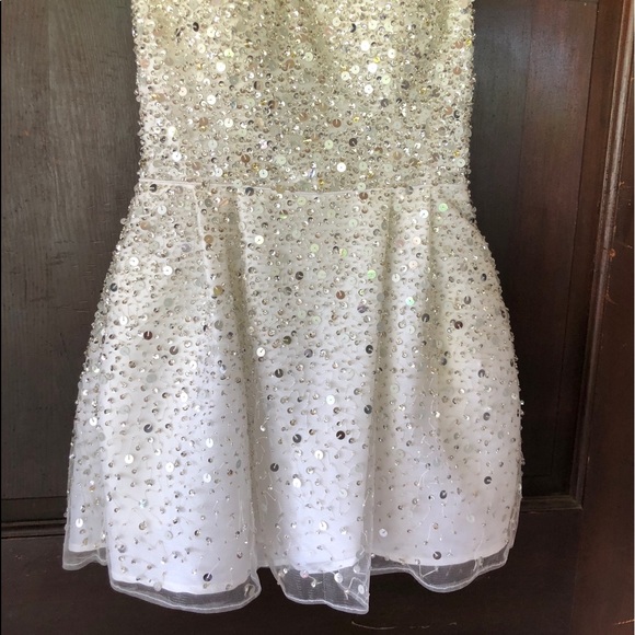 Sherri Hill White and Silver formal dress size 4 - Picture 3 of 6
